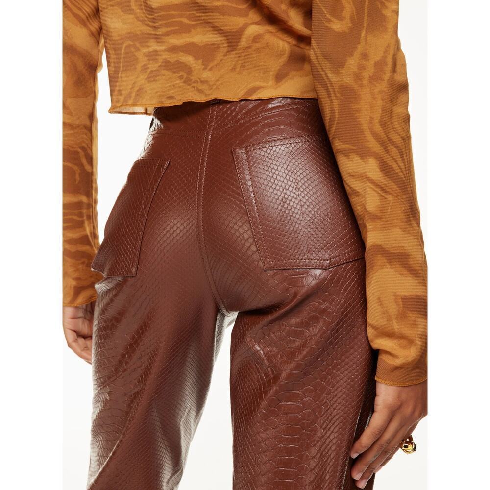 Wilfred The Melina High Waisted Vegan Leather Pants Size 4 Brown Textured - Picture 4 of 10